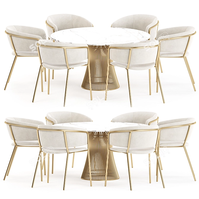 Modern Dining Set Collection 3D model image 1