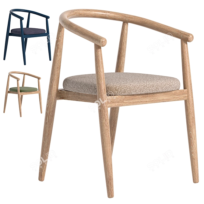 Modern Natural Wood Chair 2017 3D model image 1