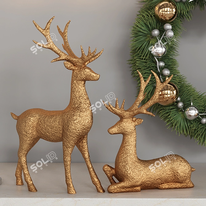 Holiday Decor Set, Festive Materials 3D model image 2