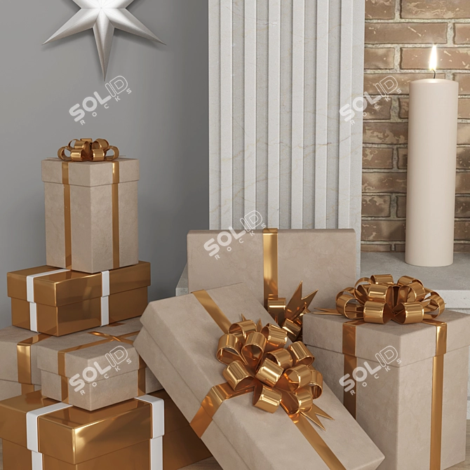 Holiday Decor Set, Festive Materials 3D model image 5