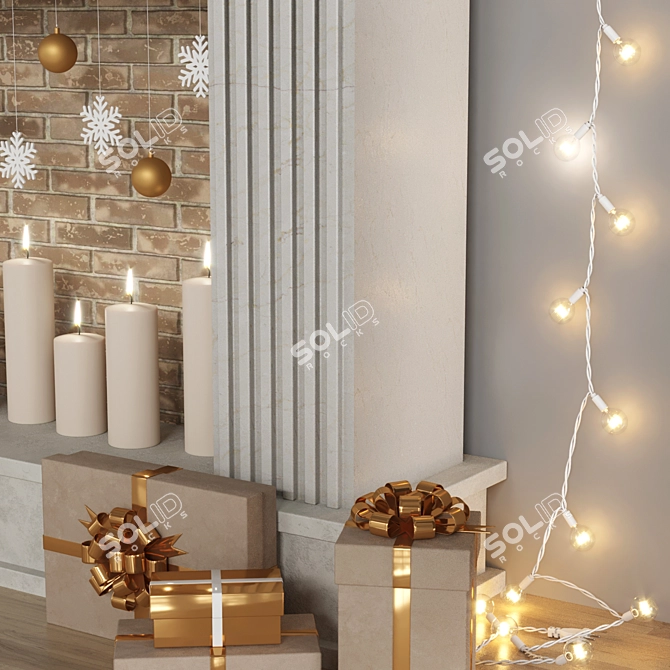 Holiday Decor Set, Festive Materials 3D model image 6