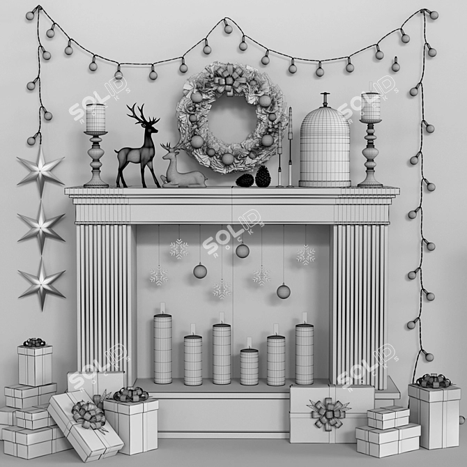 Holiday Decor Set, Festive Materials 3D model image 7