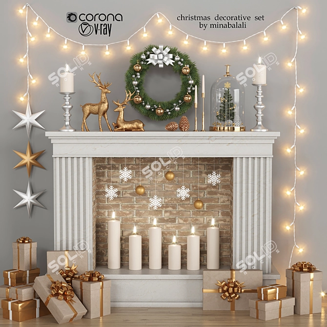 Holiday Decor Set, Festive Materials 3D model image 11