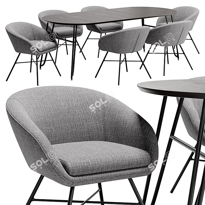 Modern Dining Chair & Table 3D model image 1