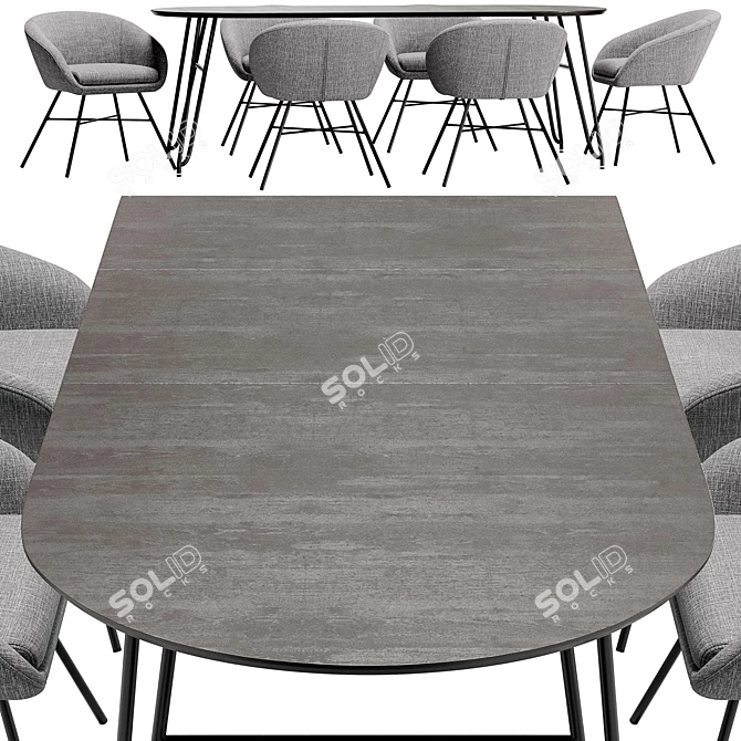 Modern Dining Chair & Table 3D model image 2
