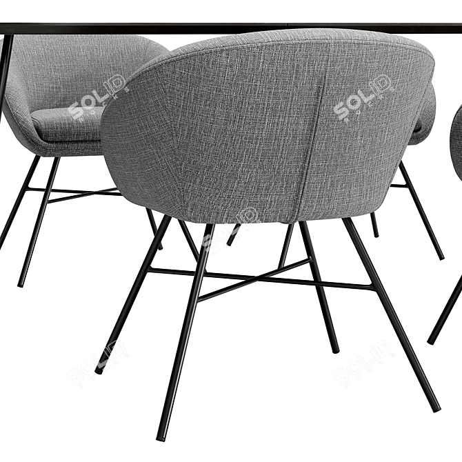 Modern Dining Chair & Table 3D model image 4