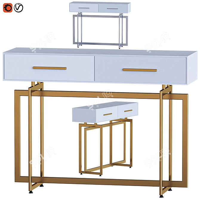 Slim White Console with Storage 3D model image 3