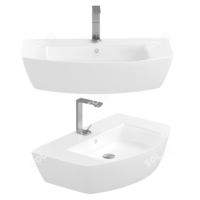 Sleek Ceramic Bathroom Sink, Modern 3D model image 1