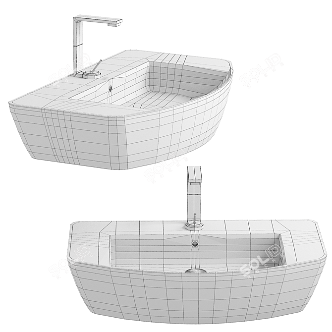 Sleek Ceramic Bathroom Sink, Modern 3D model image 2