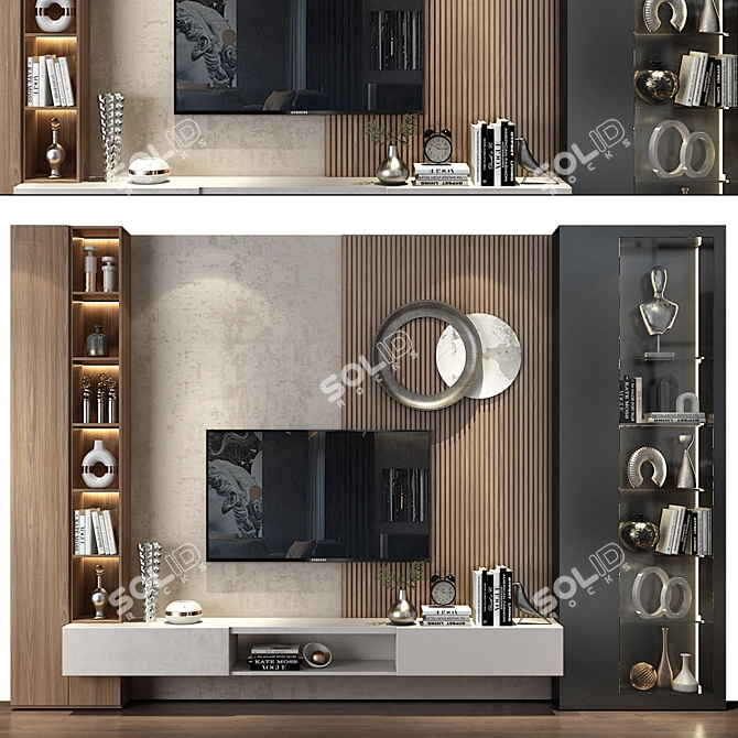Modern TV Wall Decor Shelf 3D model image 1
