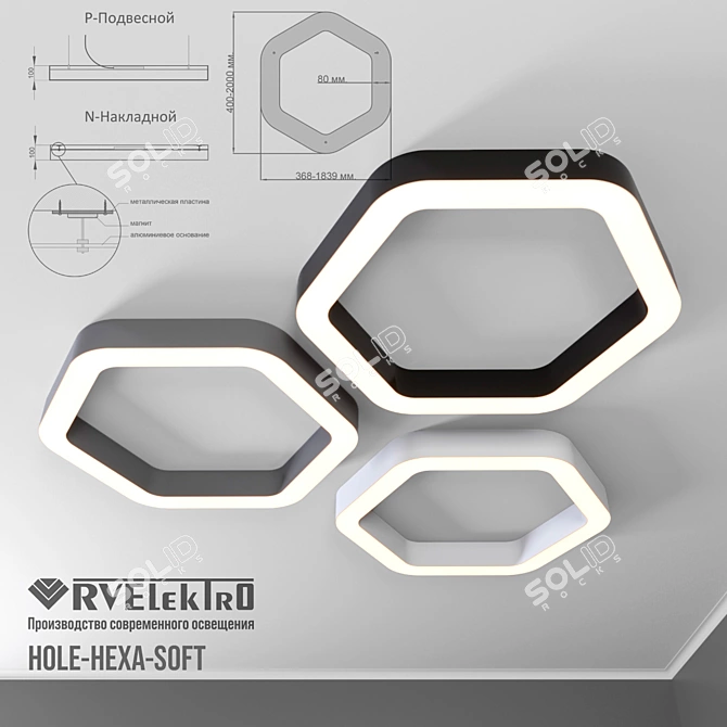 HexaSoft LED Pendant Light 3D model image 2