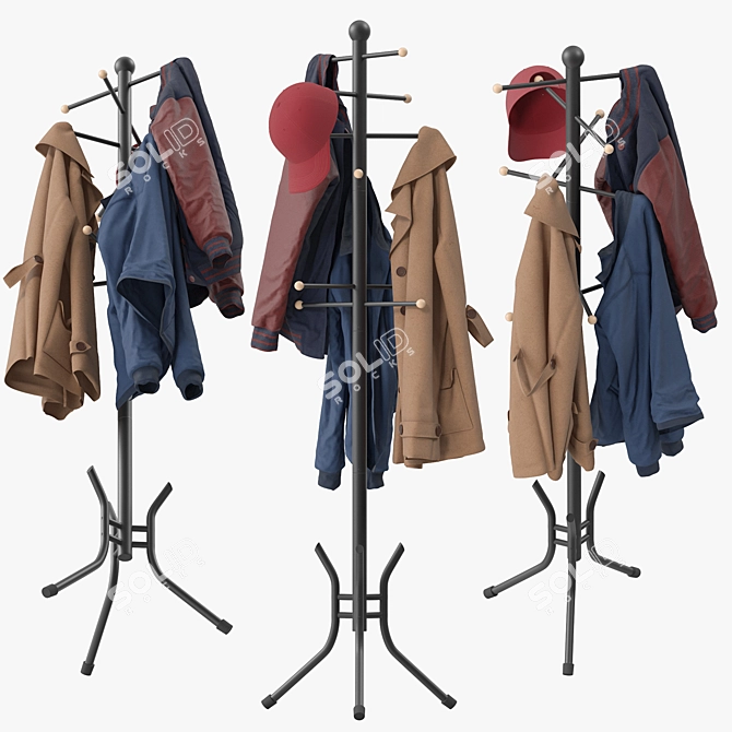 Versatile Freestanding Coat Rack 3D model image 2