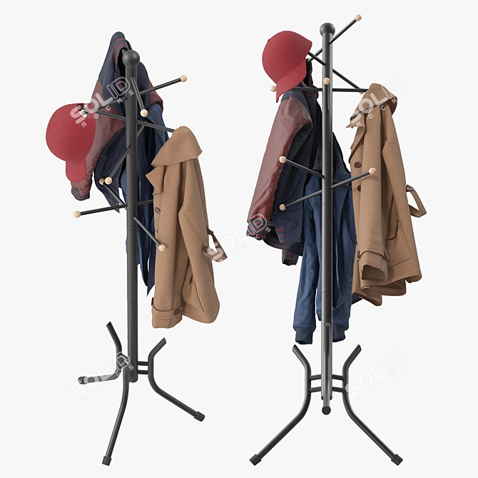 Versatile Freestanding Coat Rack 3D model image 4