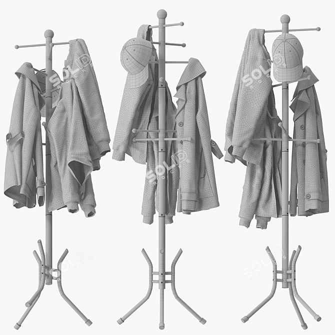 Versatile Freestanding Coat Rack 3D model image 5