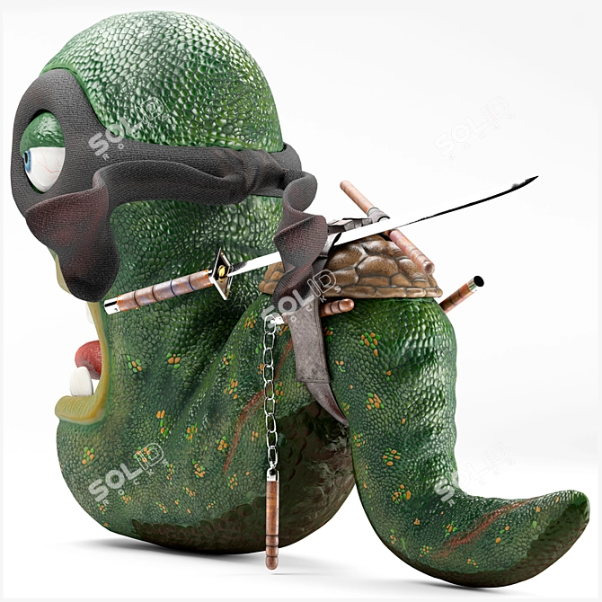 Ronin Worm Sculpture: Charming Decor 3D model image 2