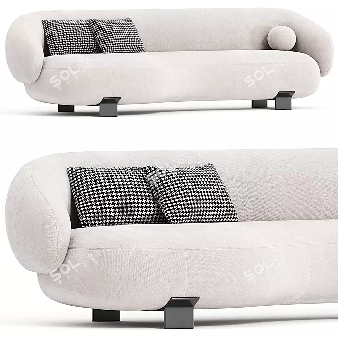 Modern Fabric 2-Seater Sofa 3D model image 1