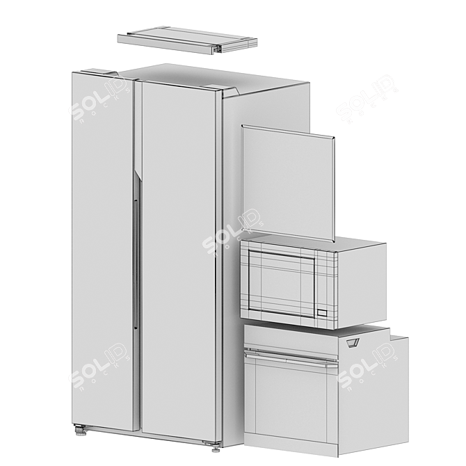 Haier White Built-In Kitchen Set 3D model image 7