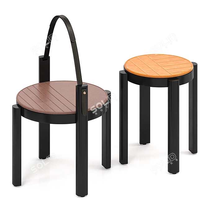 Contemporary Melange Stool Table 3D model image 1