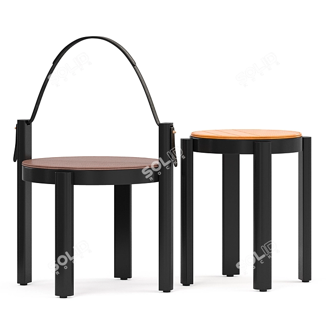 Contemporary Melange Stool Table 3D model image 4