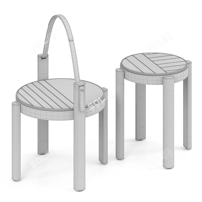 Contemporary Melange Stool Table 3D model image 5