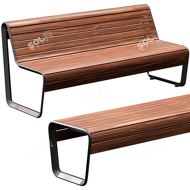 Borola Outdoor Bench 3D Model 3D model image 2