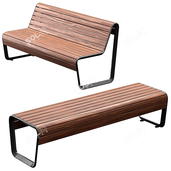 Borola Outdoor Bench 3D Model 3D model image 3