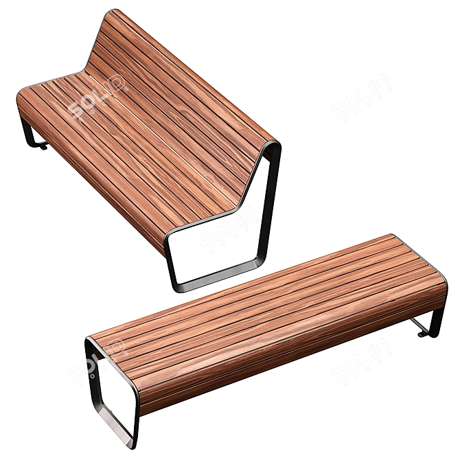 Borola Outdoor Bench 3D Model 3D model image 4