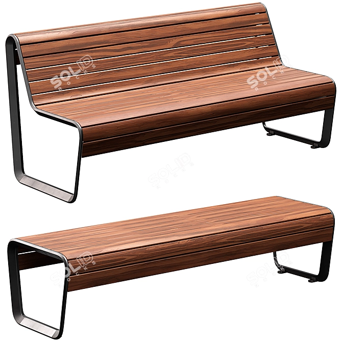 Borola Outdoor Bench 3D Model 3D model image 5