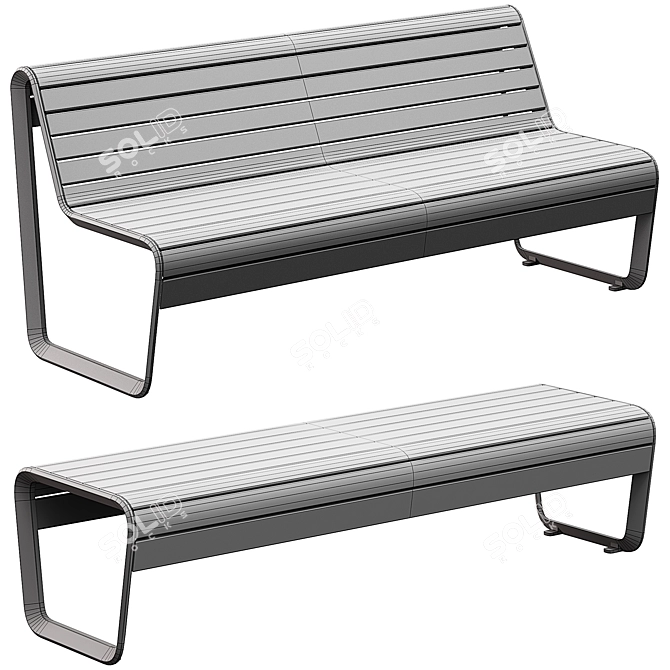 Borola Outdoor Bench 3D Model 3D model image 6