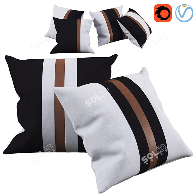 Textured Color Block Pillow Set 3D model image 1