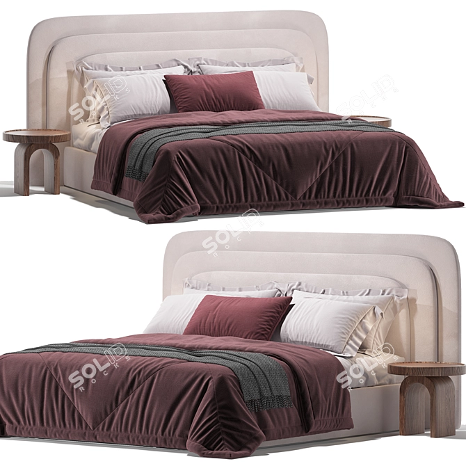 Elegant Art Deco Royal Bed 3D model image 1