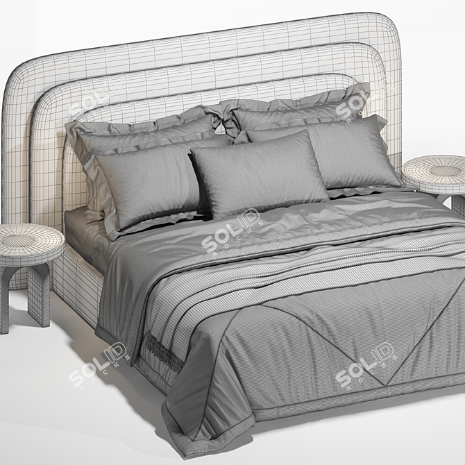 Elegant Art Deco Royal Bed 3D model image 3