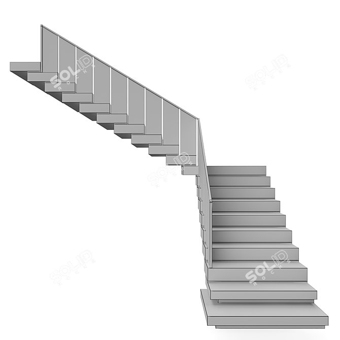 Modern Design Stairs V07 Kit 3D model image 3