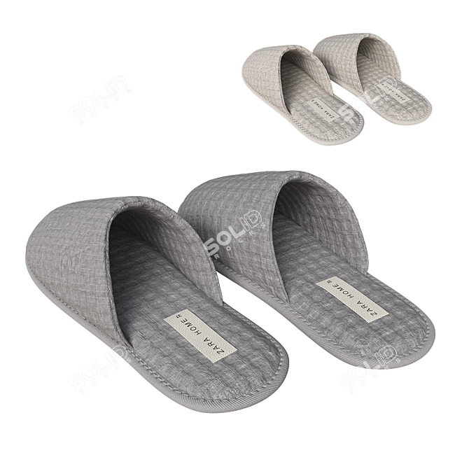 Waffle Pattern Slippers Set 3D model image 1