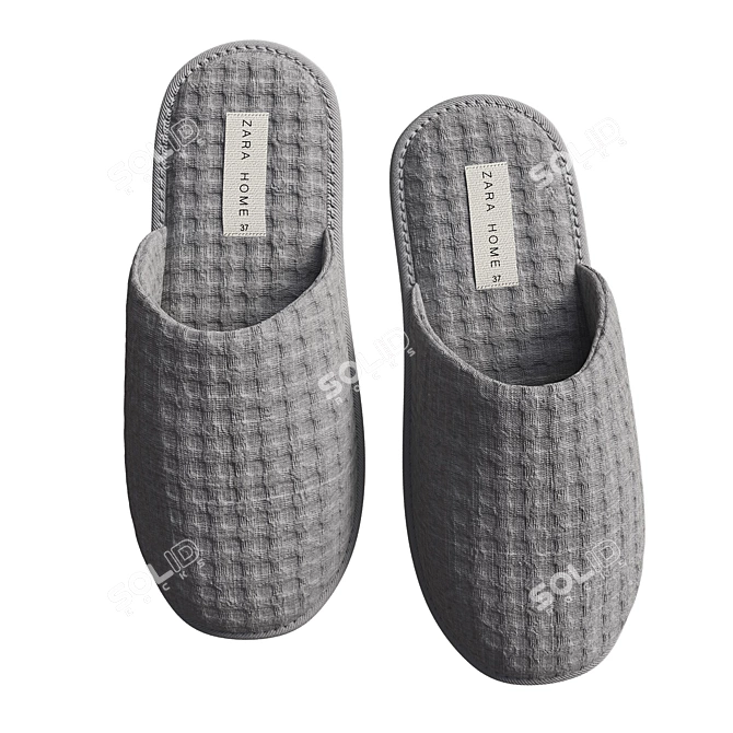 Waffle Pattern Slippers Set 3D model image 2