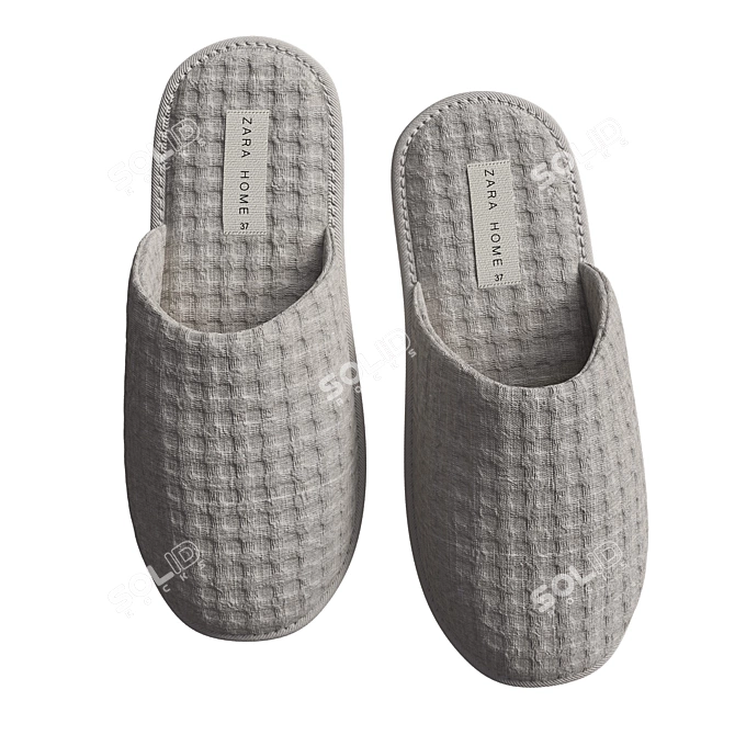 Waffle Pattern Slippers Set 3D model image 3