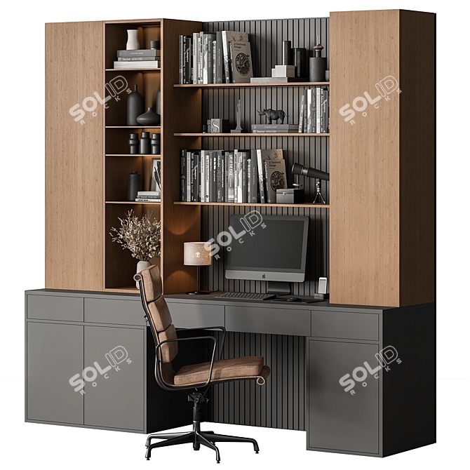 Modern Home Office Furniture Set 3D model image 1