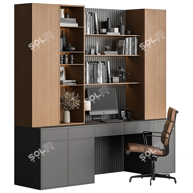 Modern Home Office Furniture Set 3D model image 2