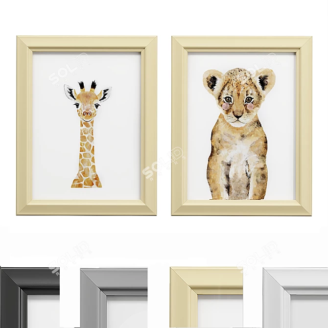 Children's Canvas Art Print Set 3D model image 1