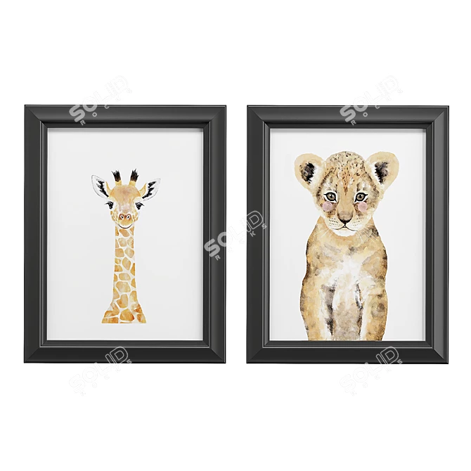 Children's Canvas Art Print Set 3D model image 2