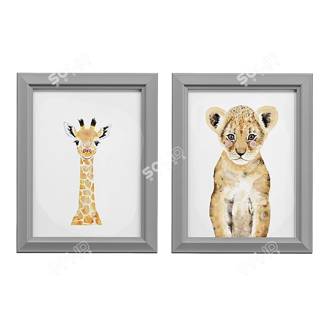 Children's Canvas Art Print Set 3D model image 4