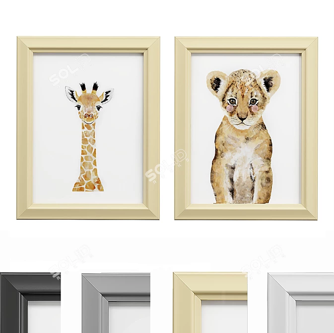 Children's Canvas Art Print Set 3D model image 6