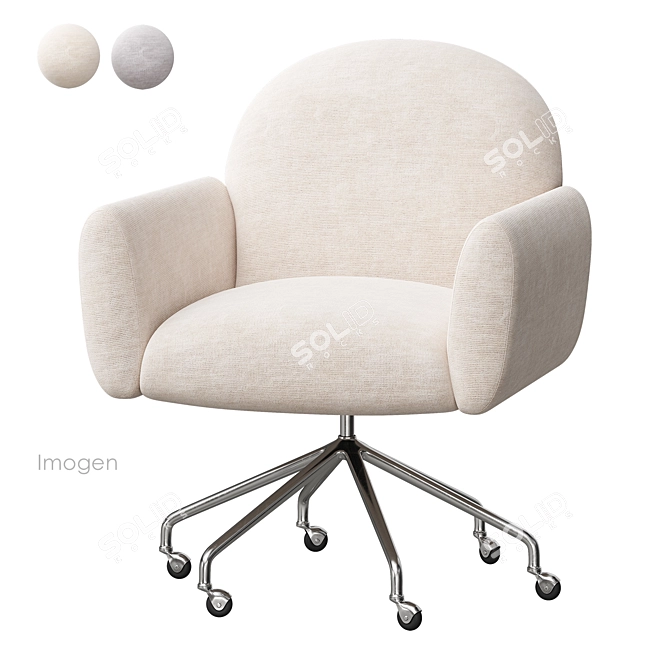 Imogen Ivory Office Chair Set 3D model image 1