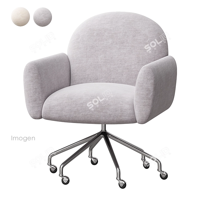 Imogen Ivory Office Chair Set 3D model image 2