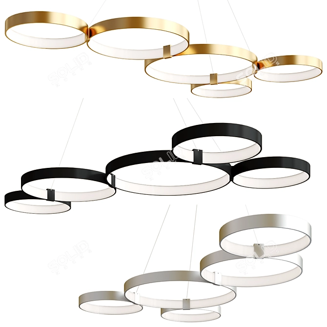 Elegant Maya LED Ring Chandelier 3D model image 1