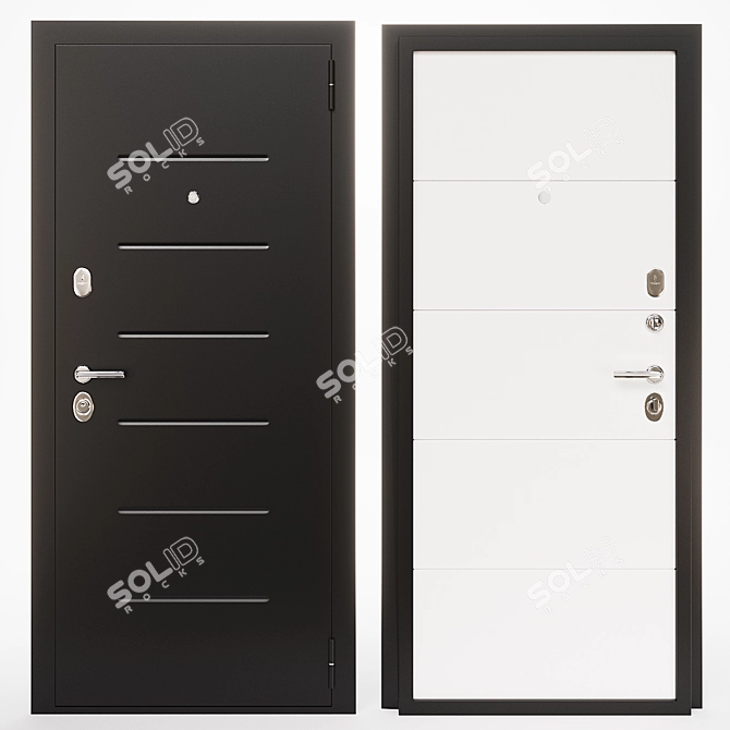 Modern Entrance Door, 66mm Thickness 3D model image 1