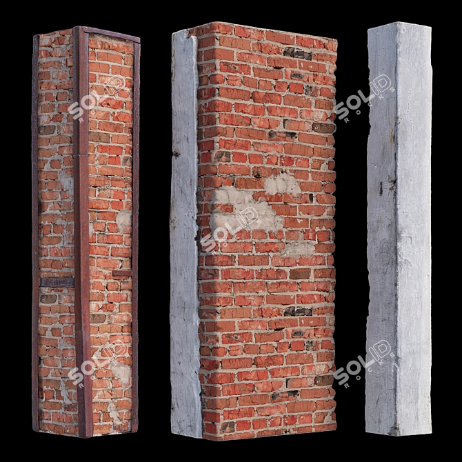 Vintage Loft Column Set 3D model image 7