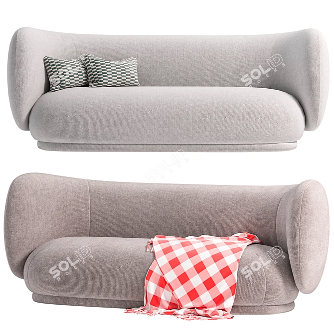 Modern 3-Seater Sofa Model - 2017 3D model image 1