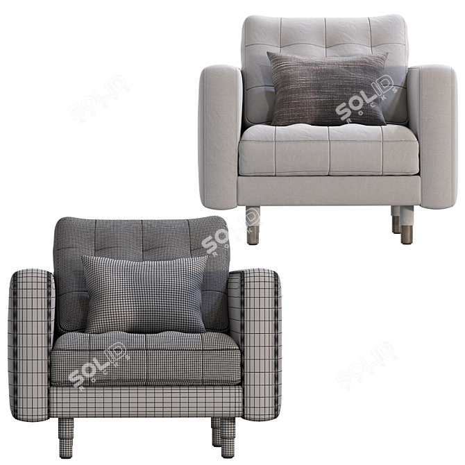 Stylish MORABO Armchair in Gray 3D model image 5