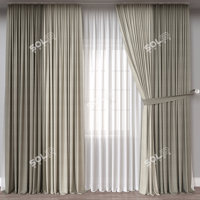 Versatile 3D Curtain Model 3D model image 1